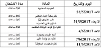 جدول إمتحانات الفرقة الرابعة - نظم المعلومات